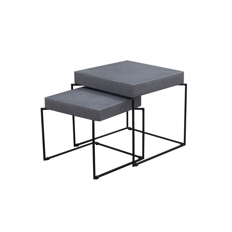 Casual Elements Grey Concrete/Resin Square Nesting Side Tables