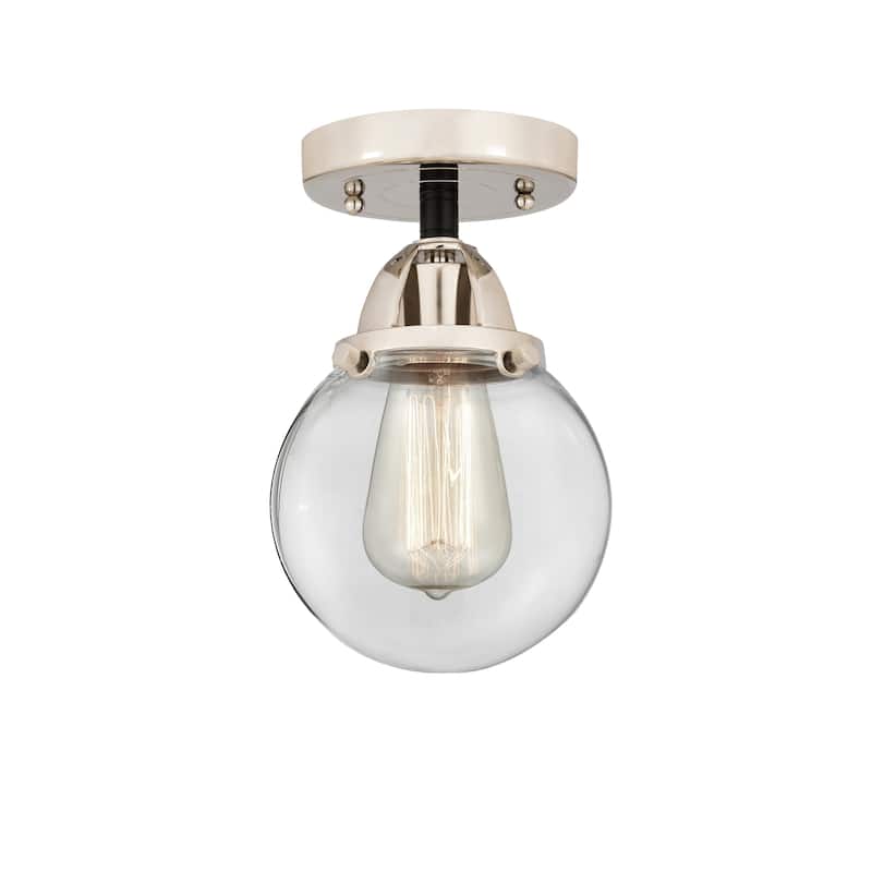 Innovations Lighting Nouveau 2 Beacon - 1 Light 6" Semi-Flush Mount - Clear/Black Polished Nickel