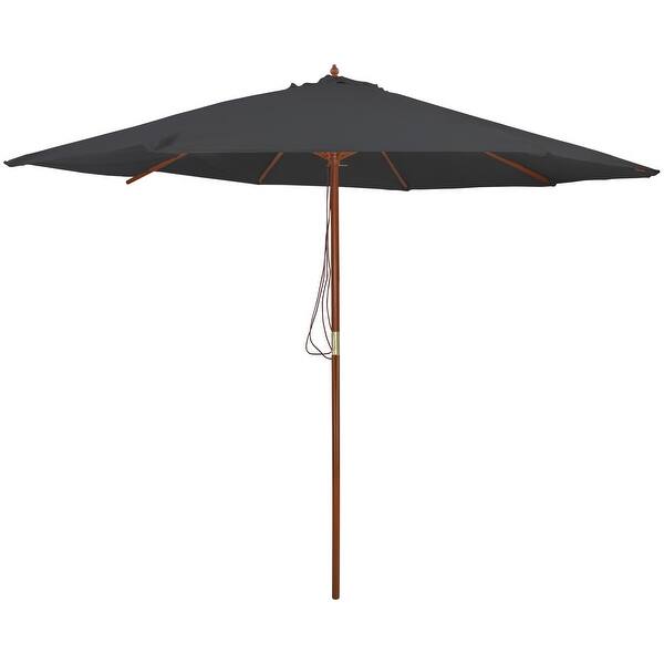 8.5ft Outdoor Patio Market Umbrella with Wooden Pole, Gray Bed Bath