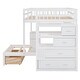 preview thumbnail 9 of 16, White Full over Twin Size Solid Wood Bunk Bed with Desk, Drawers and Shelves