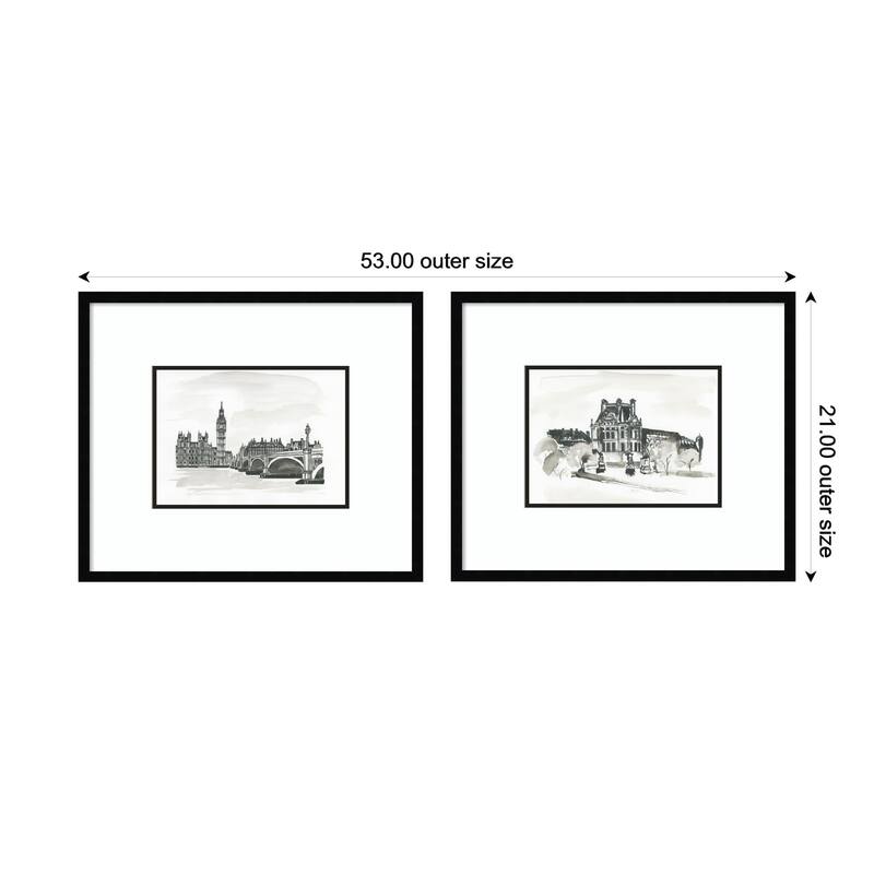 Kate and Laurel Vintage Postcard London & Paris 2 Piece Framed Wall Art Print Set by Teju Reval