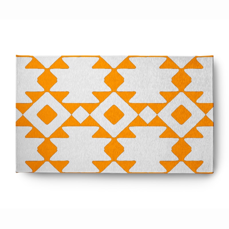Geometric Soft Chenille Rug - 3' x 5' - Orange