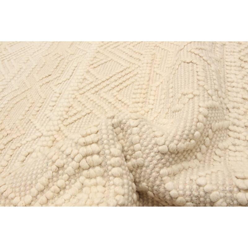 ECARPETGALLERY Braid weave Sienna Beige Wool Rug - 4'9 x 8'2