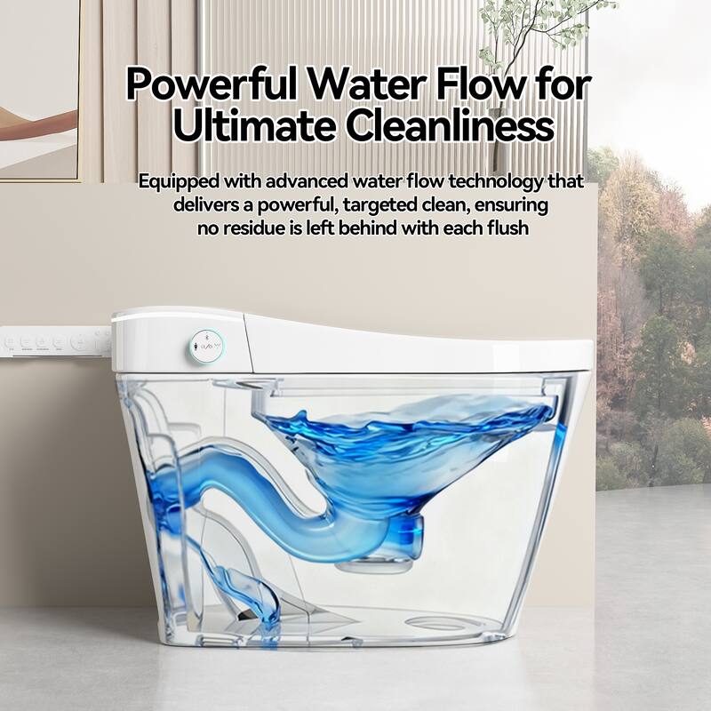 Smart One Piece Toilet with Built In Bidet. Auto Open Close Seat. Heated Seat. Warm Water. Dryer. Remote Control