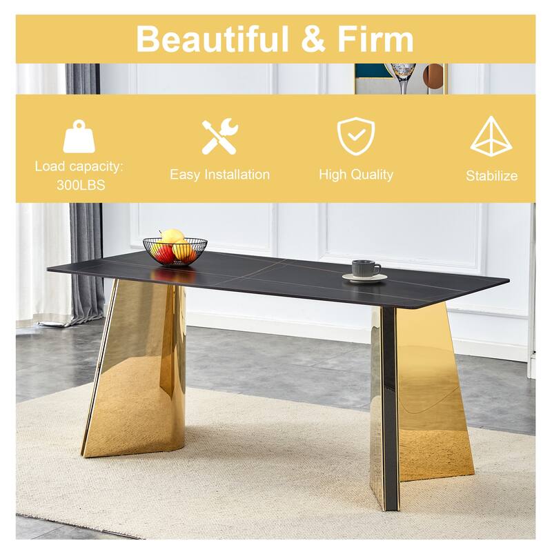 Dining Room Dining Table with Stainless Steel Butterfly Legs Office Table Accent Table Computer Table
