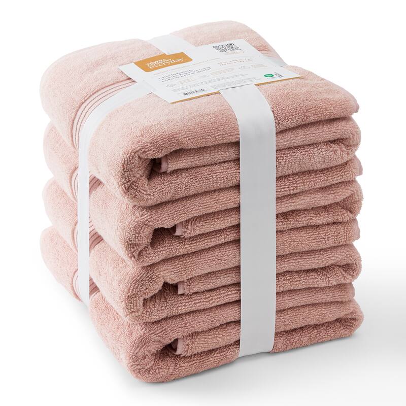 TOWN & COUNTRY EVERYDAY 4-Piece Solid Dobby Border Bath Towel Set - 30"x58"