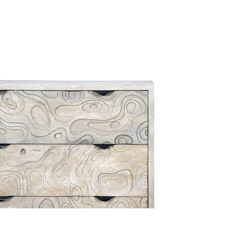 Solid Wood Carved Bedroom Chest with 5 Drawers