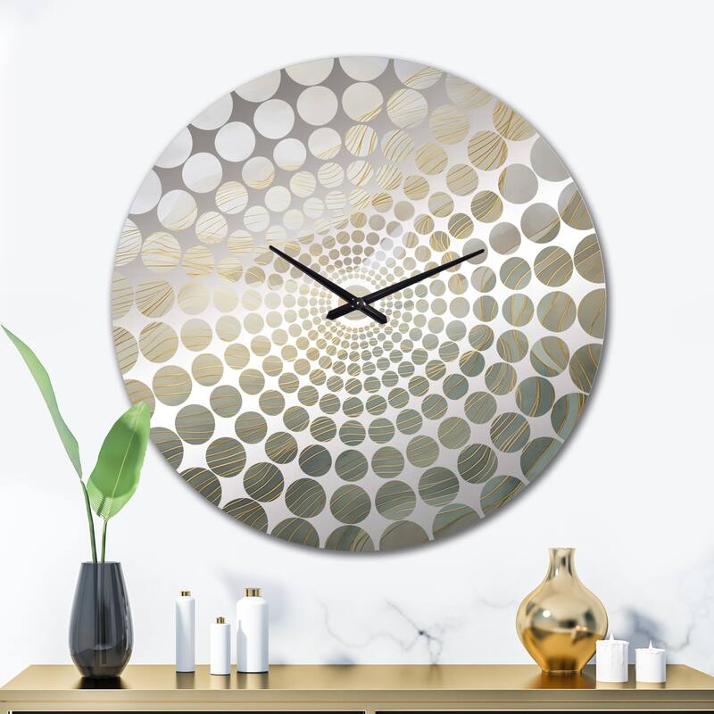Designart "Gold And Grey Line Art In Motion I" Gold Abstract Line Art Clocks Modern Oversized Wall Clocks For Entryway - 29 In. Wide x 29 In. High
