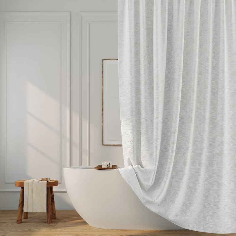 Indigo Road by Egypt Sherrod Merrow Puckered Wave 1-Piece Shower Curtain - 70" x 72" - White