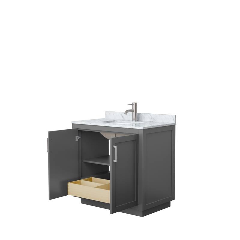 Miranda Single Vanity Set, White Carrara Marble Top, No Mirror