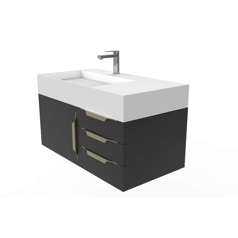 Amazon 36" Wall Mounted Bathroom Vanity Set w/ White Top