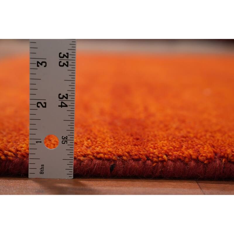 Hand Knotted Oriental 100% Wool Carpet Modern Solid Oranges & Rust Gabbeh Area Rug - 8' 10'' X 6' 2''