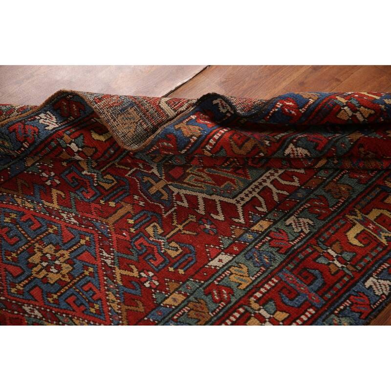 Vegetable Dye Antique Heriz Serapi Persian Runner Wool Carpet - 3'5" x 10'4"