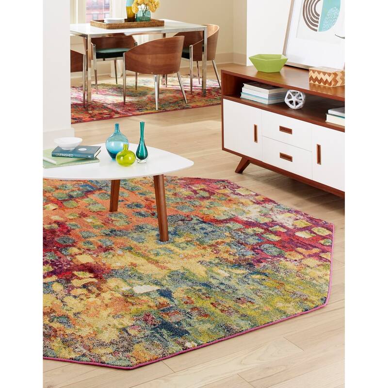 Contemporary Zhale Collection Area Rug - 8'x8' Octagon - Multi