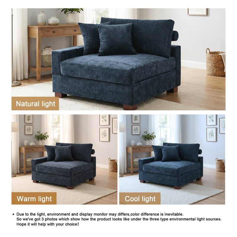 Chenille Upholstered Armless Accent Chair With Plush Cushion