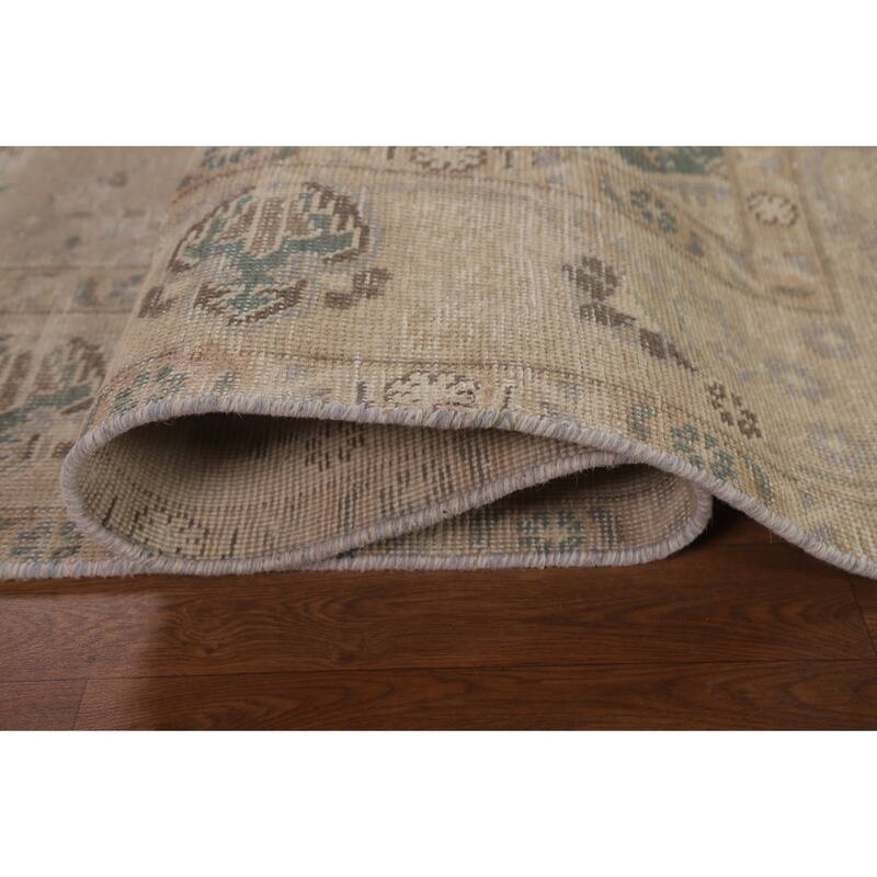 Vintage Distressed Tabriz Persian Rug Handmade Oriental Wool Carpet - 6'4" x 9'3"