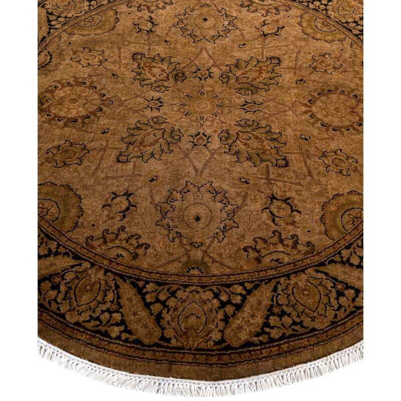 Overdyed One-of-a-Kind Hand-Knotted Round Area Rug - Gold - 4' 1" x 4' 1"
