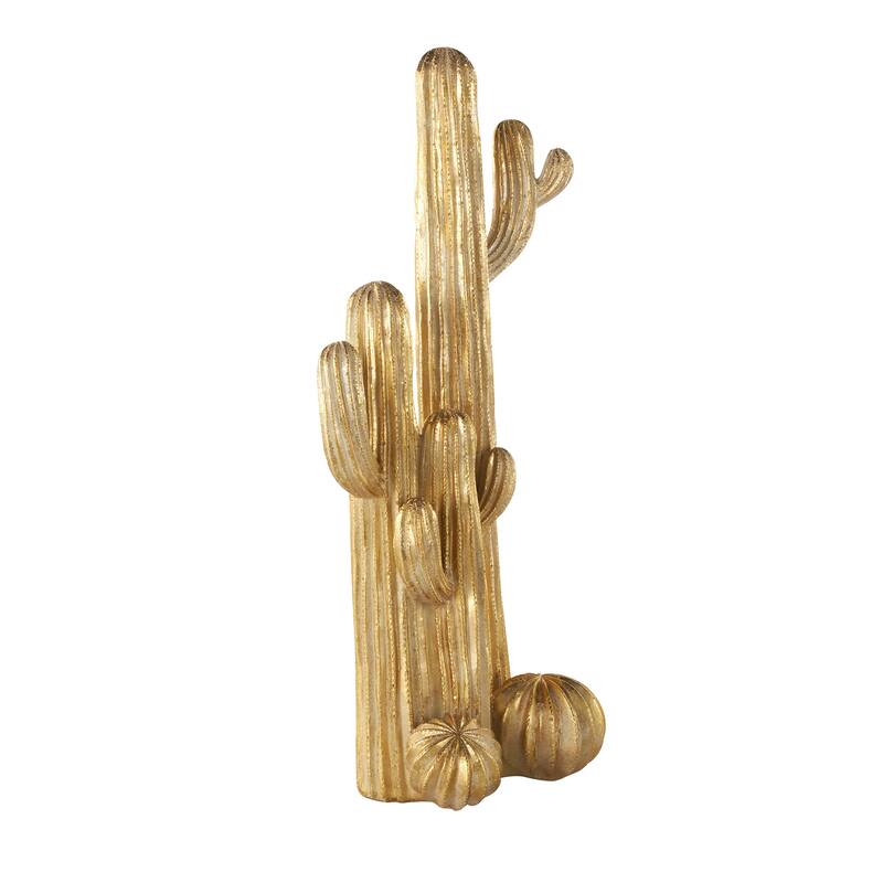 Gold Resin Layered Cactus Decorative Sculpture