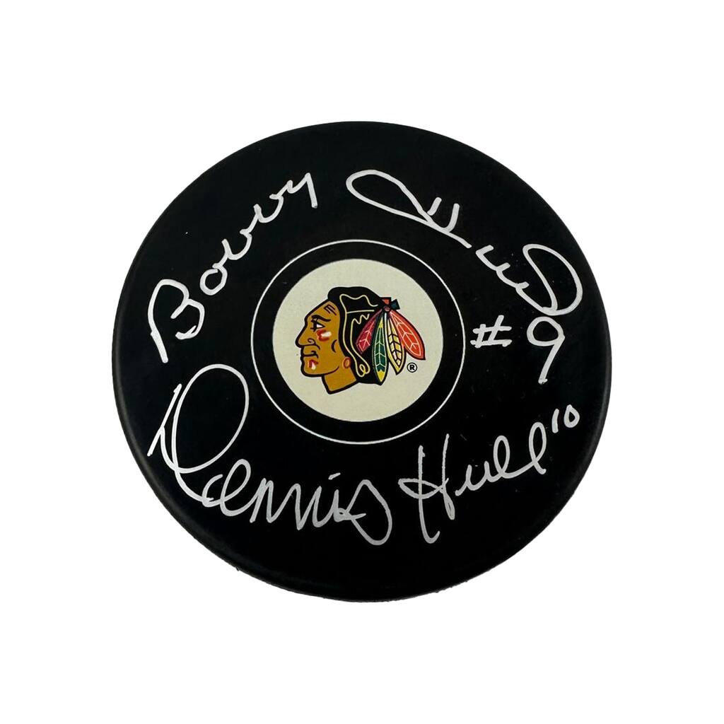 Bobby Hull and Dennis Hull Signed Hockey Puck