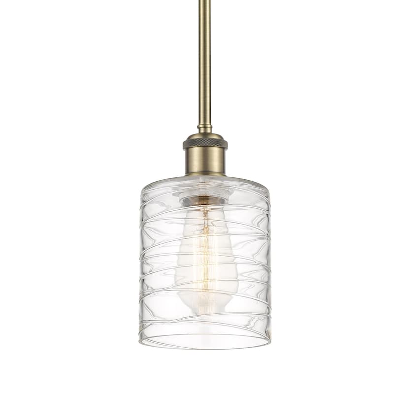 Innovations Lighting 516-1S-8-5 Cobbleskill Pendant Cobbleskill 5" - Deco Swirl / Antique Brass