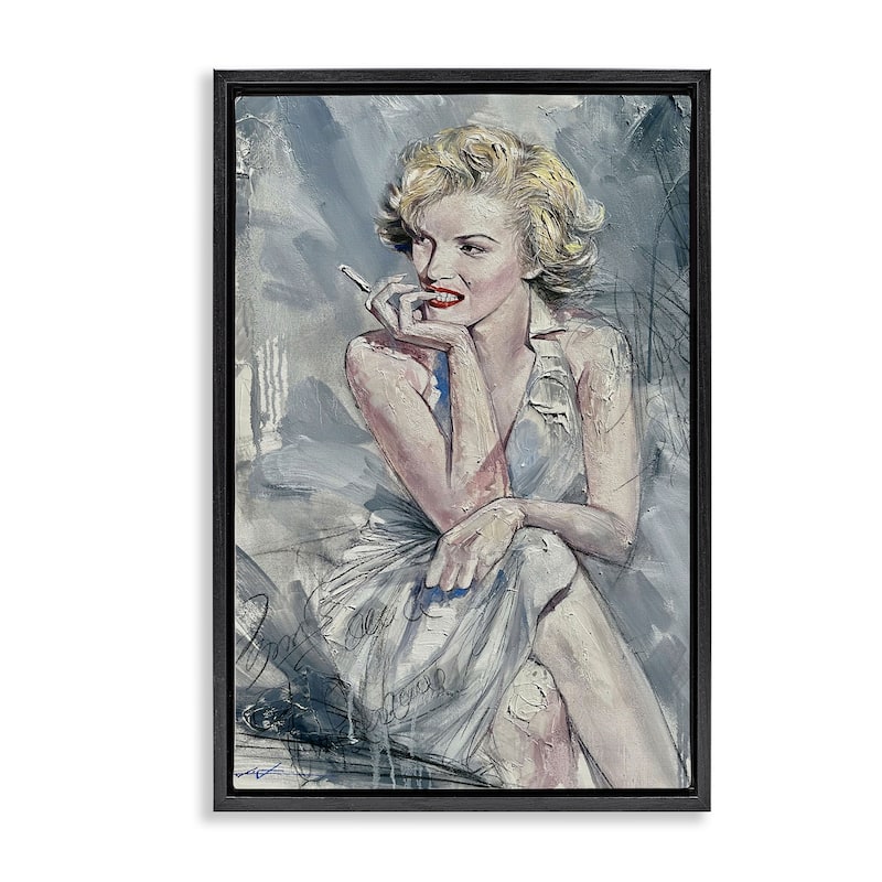 Stupell Elegant Marilyn Abstraction Framed Floater Canvas Wall Art Design By Lucille Lee - 21 x 31 - Black