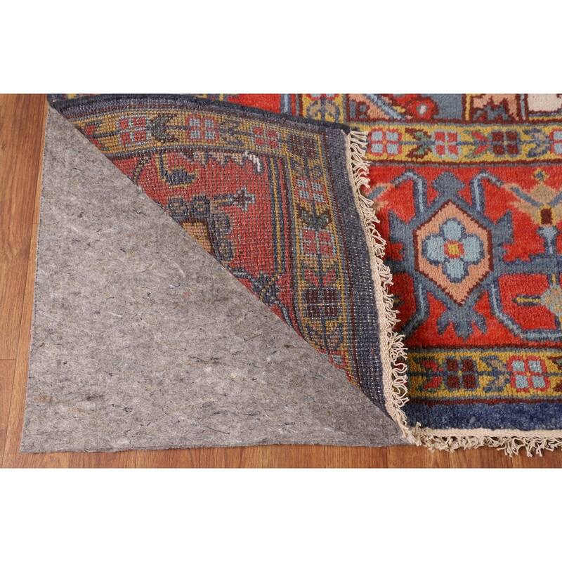 Blue Geometric Heriz Serapi Oriental Area Rug Hand-Knotted Wool Carpet - 8'8"x 11'10"