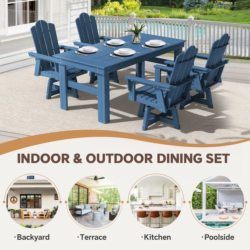 360° Swivel Patio Dining Chair with All-Weather HDPE Slatted Seat