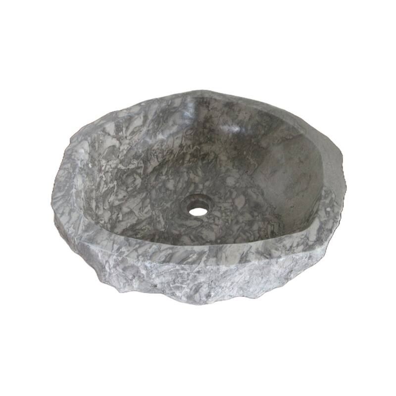 Eden Bath Rustic Grigio Marble Sink with Rough Exterior