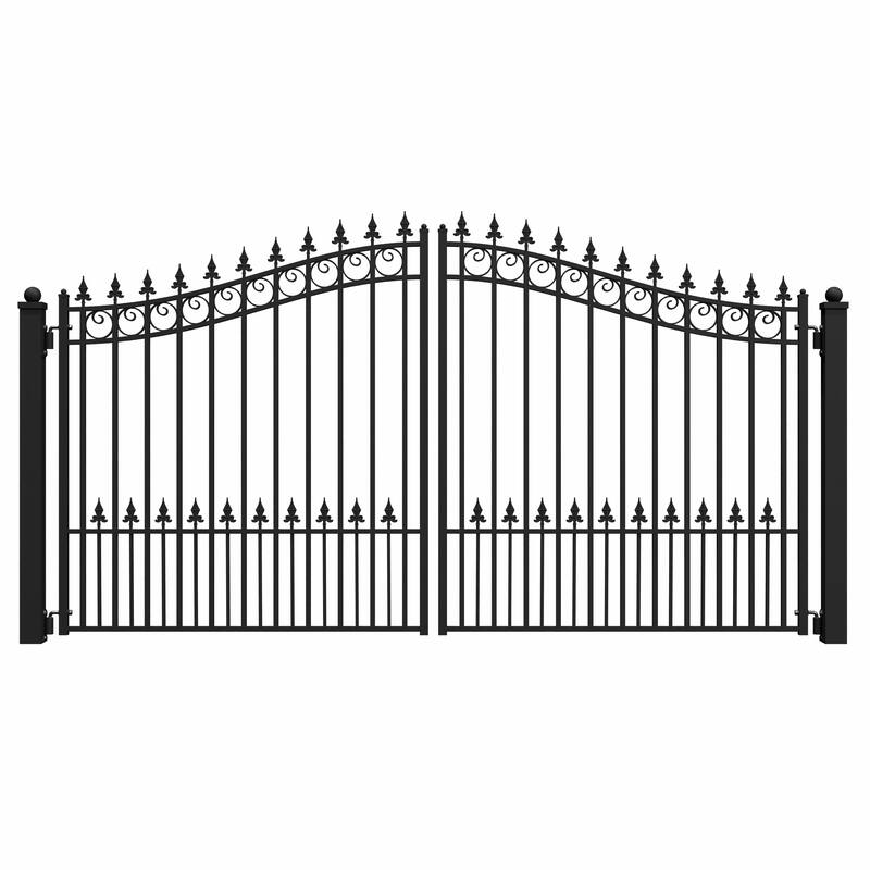 ALEKO Prague Style Galvanized Steel Swing Dual Driveway Gate 12 ft