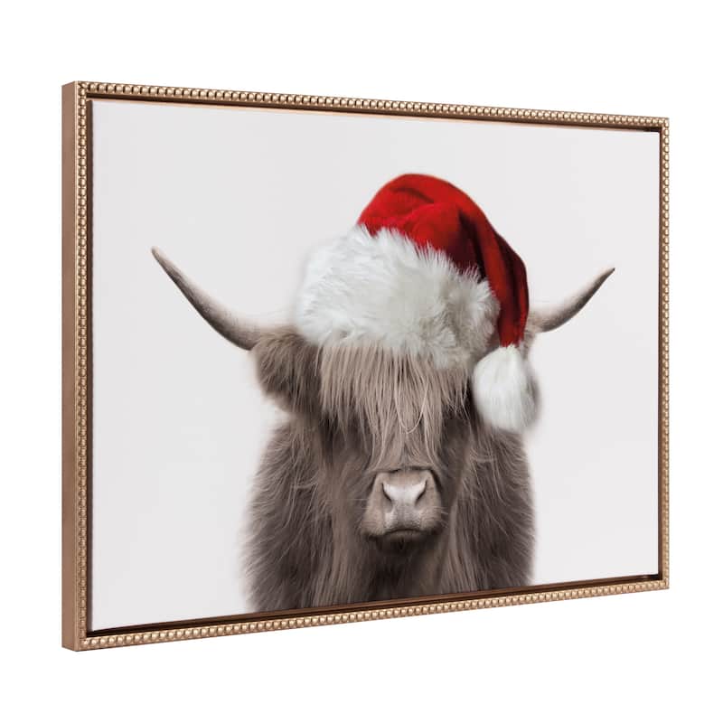 Sylvie Beaded Hey Dude Cow Color Santa Canvas by Creative Bunch Studio - 23x33