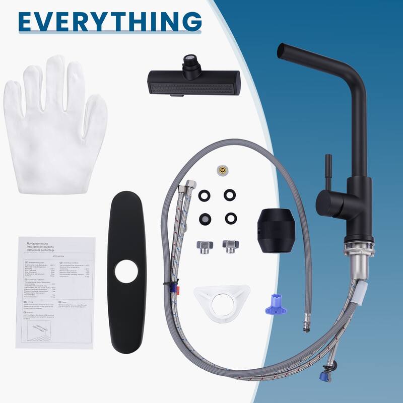 WOWOW Single Handle Waterfall Pull Down Sprayer Kitchen Faucet