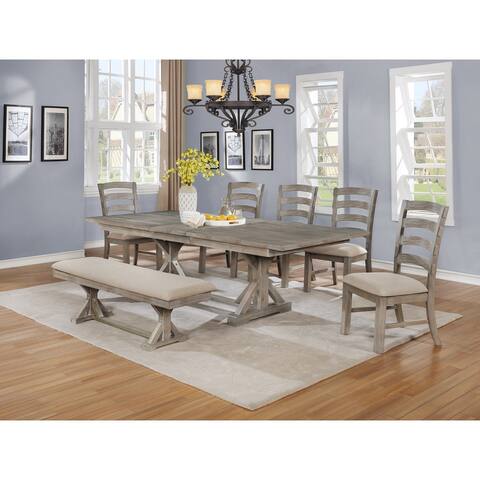 Best Quality Furniture 7-pc. Rustic Grey or Walnut Trestle Dining Set