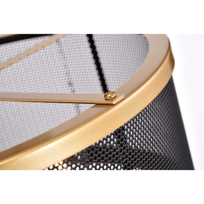 Perin Matte Black+Gold 2-Light Metal Drum Semi-Flush Mount