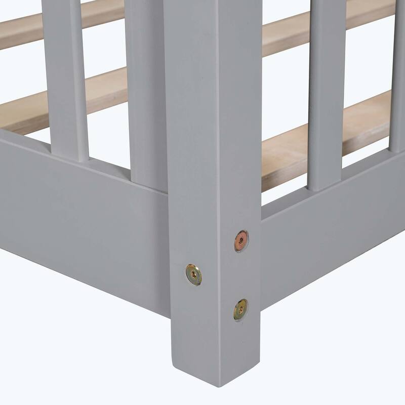 Durable Floor Platform Bed with Fence