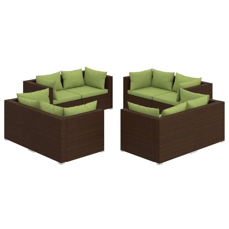 vidaXL Patio Lounge Set Outdoor Sectional Sofa Set Table Garden Poly Rattan - 27.6" x 27.6" x 24"