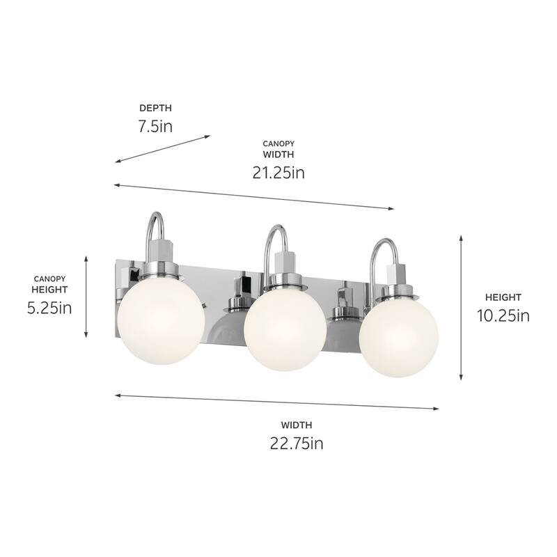 Kichler Lighting Hex 22.75 in. 3-Light Chrome Vanity Light