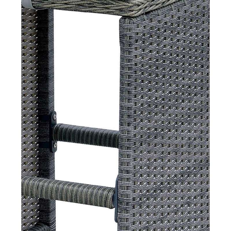 6 Piece Patio Bar Stool In Aluminum Wicker Frame And Padded Fabric Seat, Gray