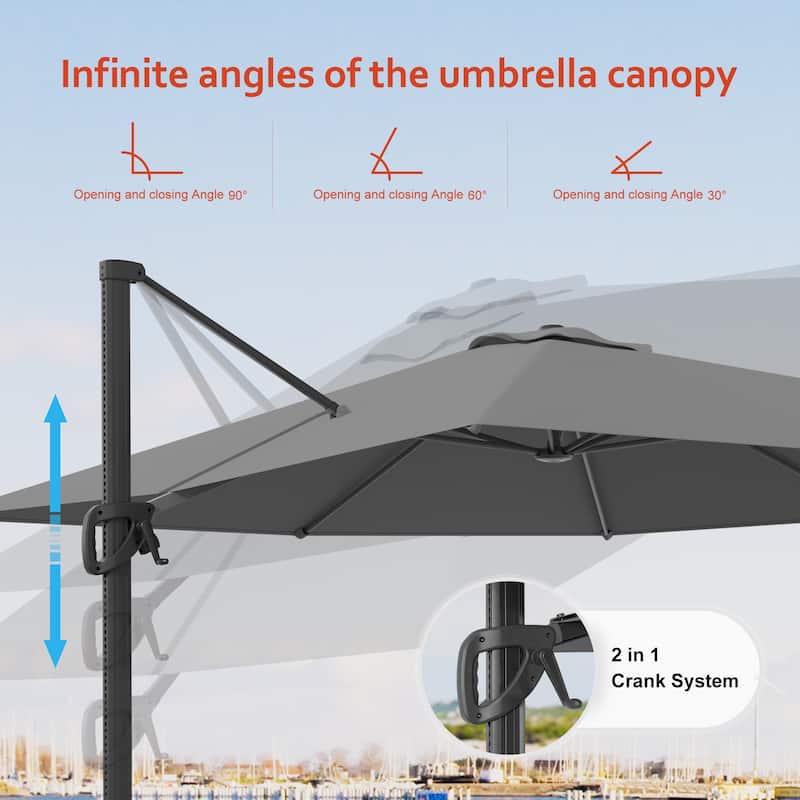 LIVOOSUN 10x8FT Rectangular Cantilever Patio Umbrella Aluminum Frame