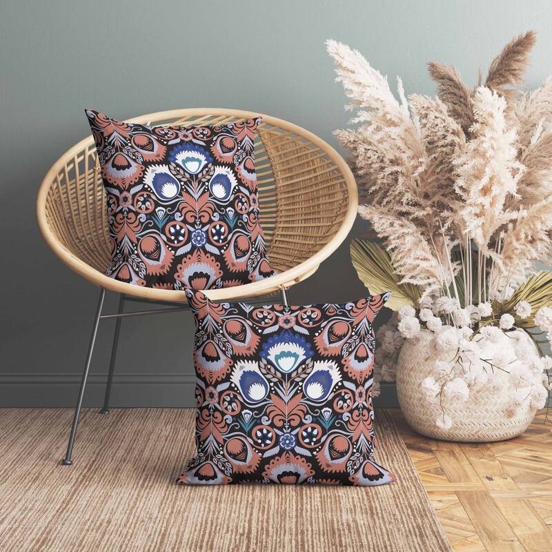 Whimsical Cat Eye Faux Suede Reversible Throw Pillow Orange and Black