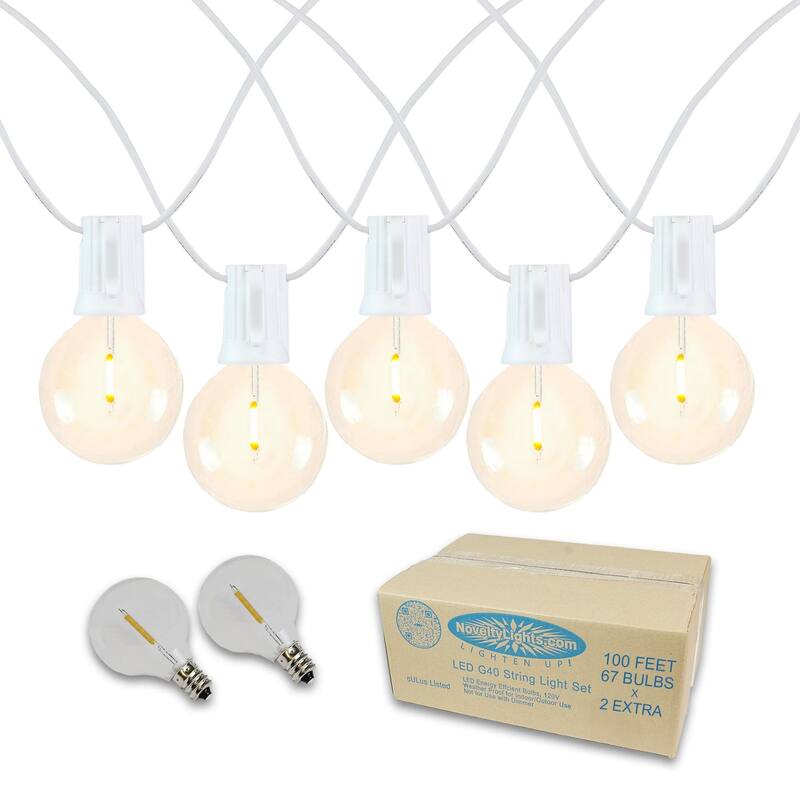 Novelty Lights 67 Feet G67 LED Hanging Patio Outdoor String Lights - Large - White