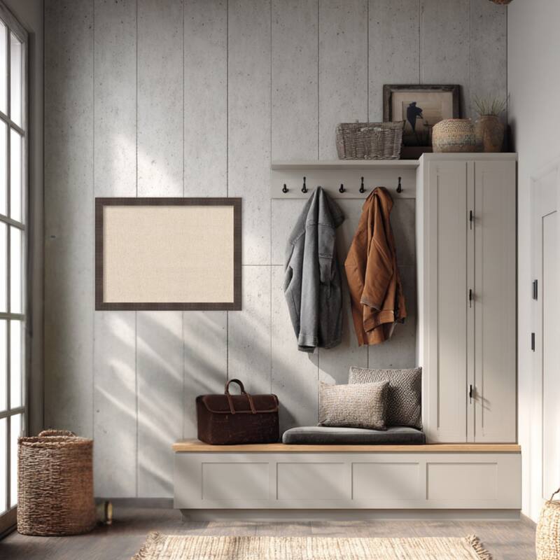 Amanti Art Framed Fabric Pinboard Natural Linen Printed Bulletin Board