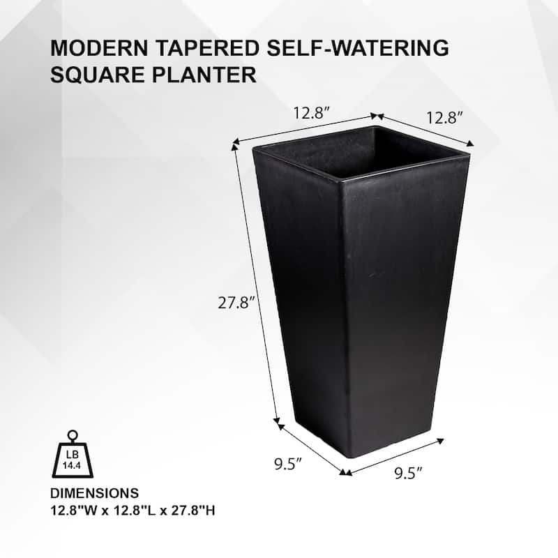 XBrand Modern Square Tapered Planter – 28" or 30" Tall, Indoor & Outdoor Use