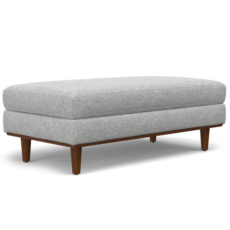Morrison Large Rectangular Ottoman in Mist Grey Woven-Blend Fabric