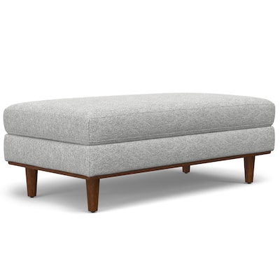 Morrison Large Rectangular Ottoman in Mist Grey Woven-Blend Fabric