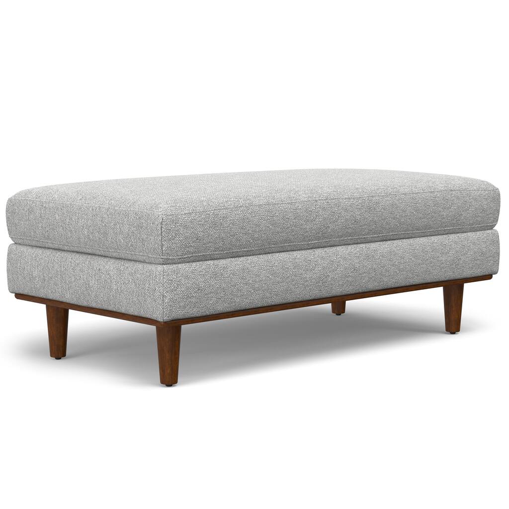 Morrison Large Rectangular Ottoman in Mist Grey Woven-Blend Fabric