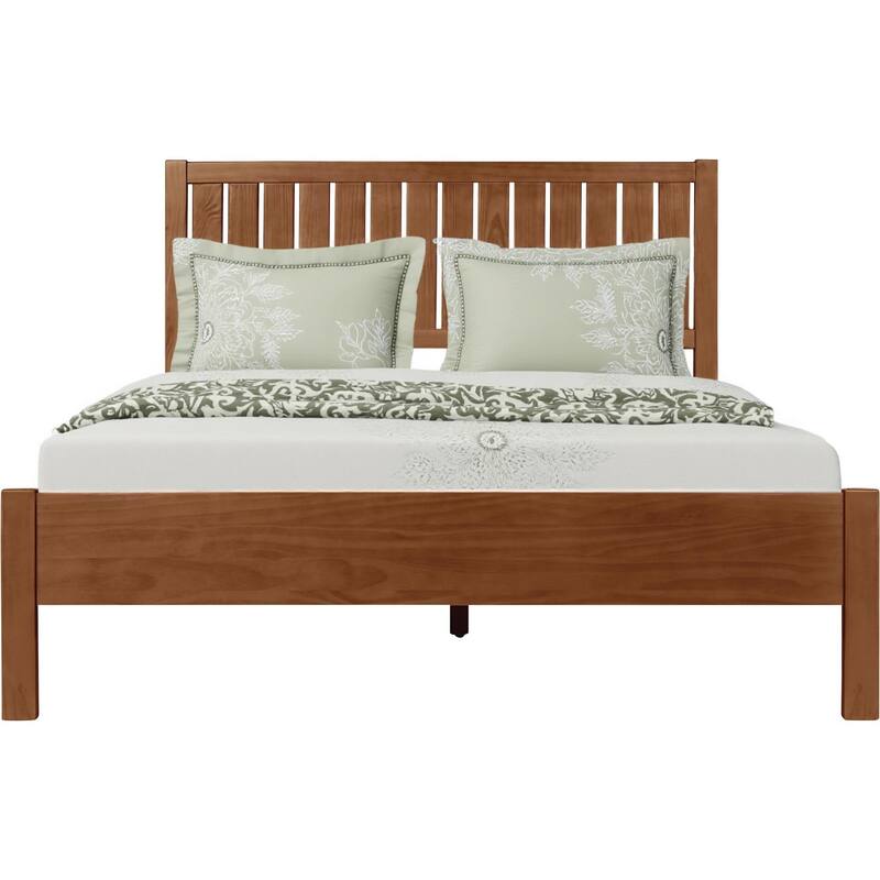HomeRoots Brown Shiplap Texture Solid Wood King Bed Frame