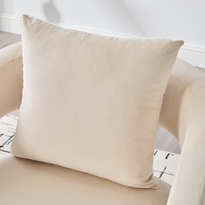 Velvet Open-Back Accent Chair with Metal Legs and Removable Cushion