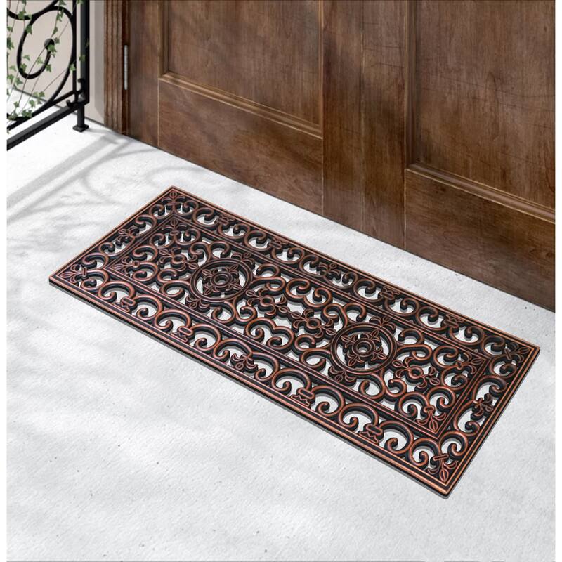 A1HC Rubber Iron Beautiful Hand Finished Elegant Large Double Doormat 18"X48"