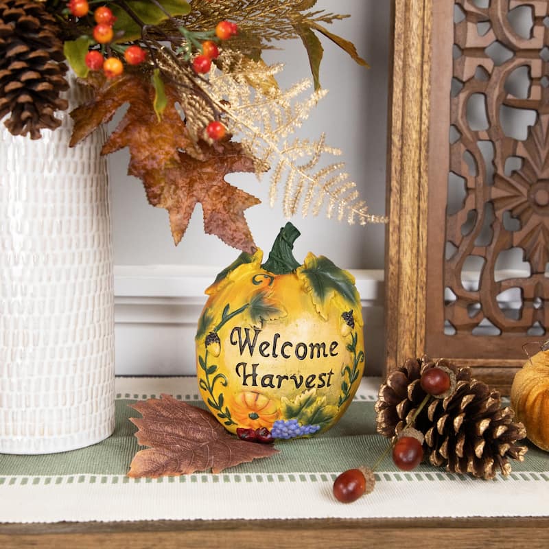 Autumn "Welcome Harvest" Pumpkin Thanksgiving Decoration - 7"