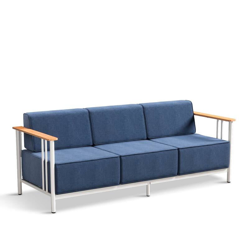 Pocassy 3-Seat Sofa with 10 Inch Blue Cushion